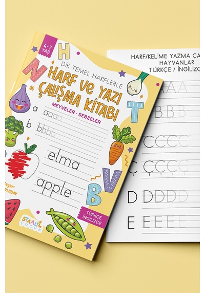 Harf Ve Yazı Çalışma Kitabı - Meyveler / Sebzeler Boyama Ve Aktivite Kitabı