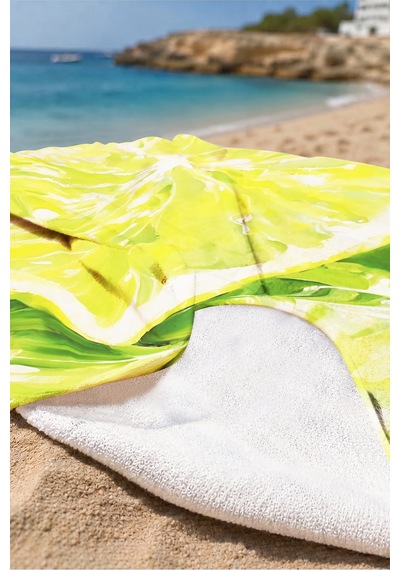 Limon Temalı Tropikal Plaj Havlusu-yeşil Suluboya Akdeniz Havuz Deniz Hızlı Kuruyan Mikrofiber Havlu Çok Renkli