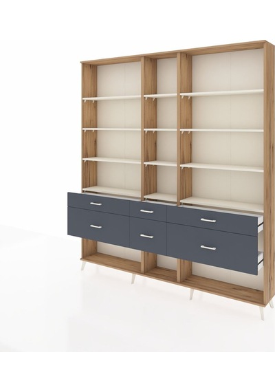 Arges Dolap 12 Raflı 6 Çekmeceli 220x30x243 Çam-aytaşı/antrasit Aytası/antrasıt Arges Dolap 12 Raflı 6 Çekmeceli 220x30x243 Çam-aytaşı/antrasit Aytası/antrasıt
