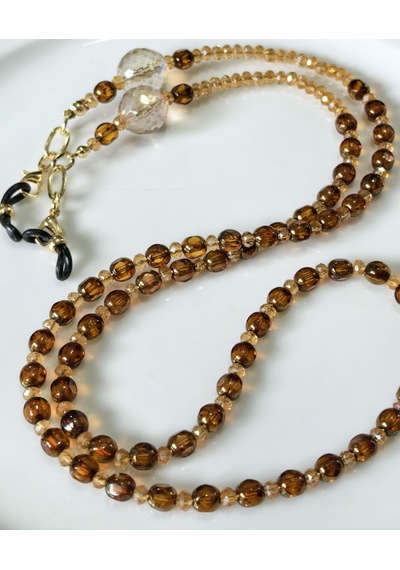 Gözlük Zinciri Gerçek Kristal Taşlı Thinblack Amber
