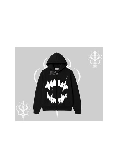 Tarzsokak Beyaz Hırka Sweatshirt Vampir Dış Siyah