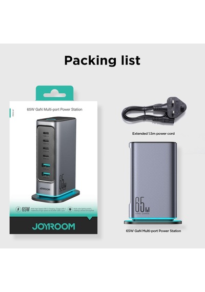 Joyroom JR-TCM02 65 W 6 İn 1 Masa Üstü Şarj Adaptörü ve Standı