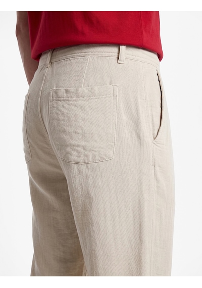 Koton Beli Bağcıklı Düğmeli Cepli Regular Fit Pamuklu Chino Müslin Pantolon Bej 7wam40045hw Ekru