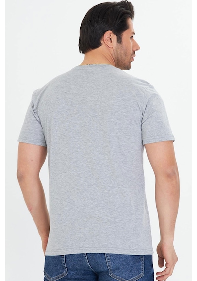Trendhill Erkek Gri Melanj Pamuklu Bisiklet Yaka Büyük Beden T-shirt Gri5014b