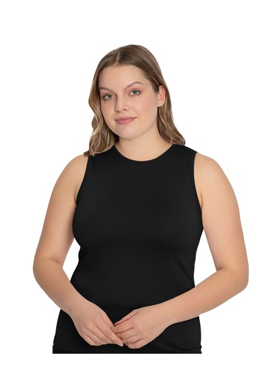 Lüx Drm Bayan Bambu Kolsuz Battal Beden Body Atlet 3741 Siyah