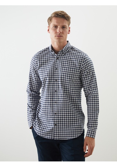 Lcwaıkıkı Classic Lacivert Regular Fit Uzun Kollu Ekose Oxford Erkek Gömlek