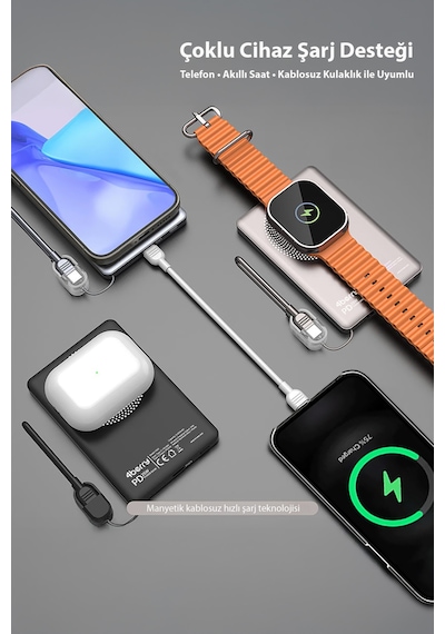 Y353s Powerbank 5.000 Mah Magnetıc Wıreless Gri