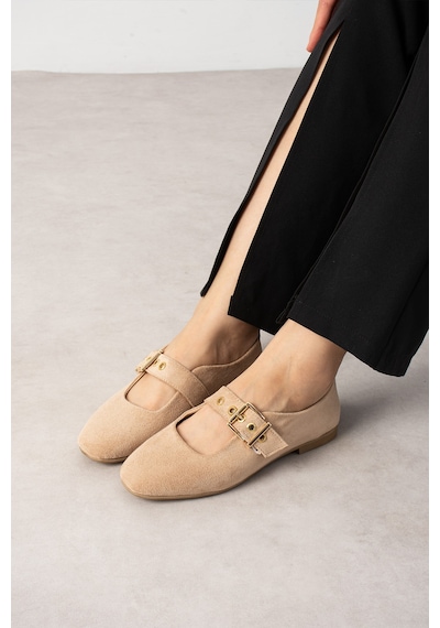 Wolk Shoes Mono Kadın Babet Süet Bej Süet
