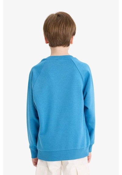 Defacto Erkek Çocuk Bisiklet Yaka Basic Düz Sweatshirt E8415a825aube278 Mavi