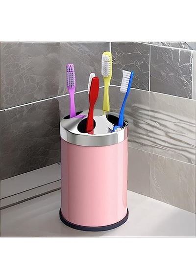 Set Üstü Diş Fırçalık Banyo Metal Diş Fırçası Kabı Kutusu Pembe Çok Renkli
