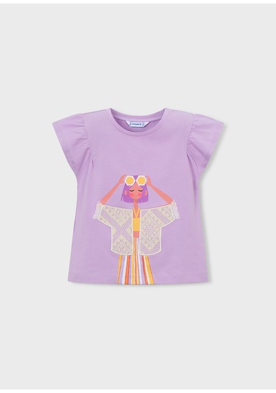 Mayoral Kız Çocuk Baskılı Tshirt Mor