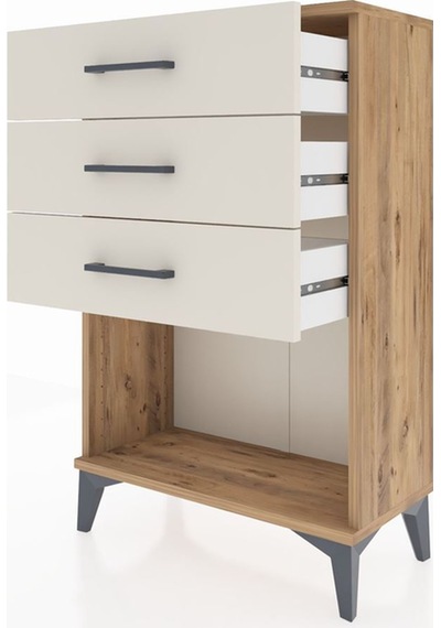 Arges Komodin 3 Çekmeceli 60x30x96 Çam-aytaşı Atlas Çam