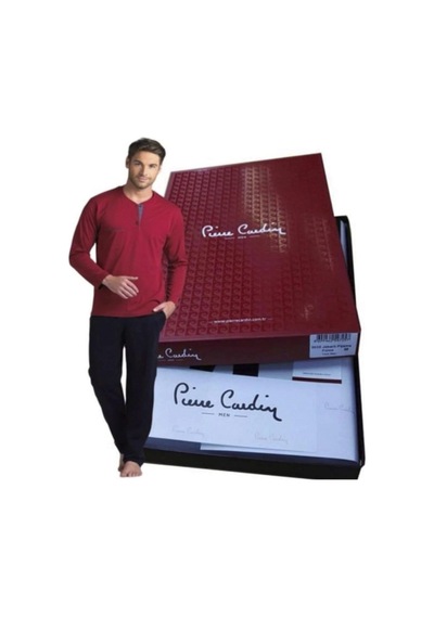 Pierre Cardin 5370 Pijama Şort 3 Lü Damat Çeyiz Seti - Bordo