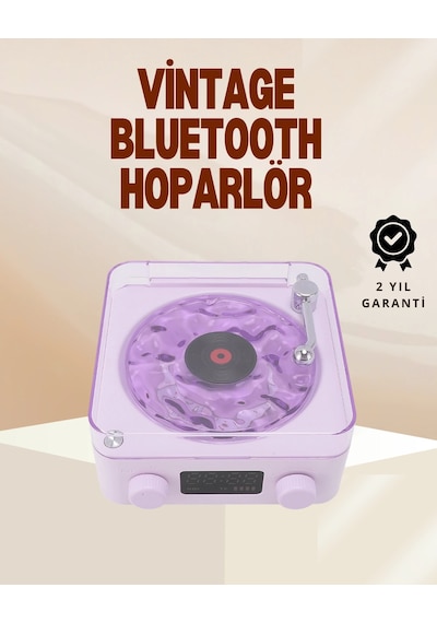 Hubrendy Tekno Retro Pikap Hoparlör Şarjlı Kablosuz Projektör Ve Gece Lambası