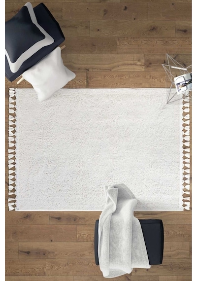 Comfort Peluş Puffy Lux Antrasit Beyaz
