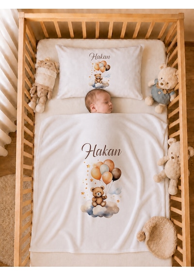 Pia Baby İsme Özel Erkek Bebek Hastane Çıkışı 12 Parça %100 Pamuk Organik Baskılı Kese Hediyeli Set 106711k0x Ekru