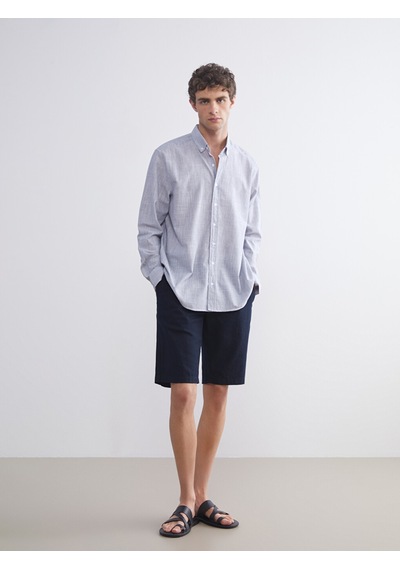 Lcw Vision İndigo Regular Fit Uzun Kollu Poplin Erkek Gömlek