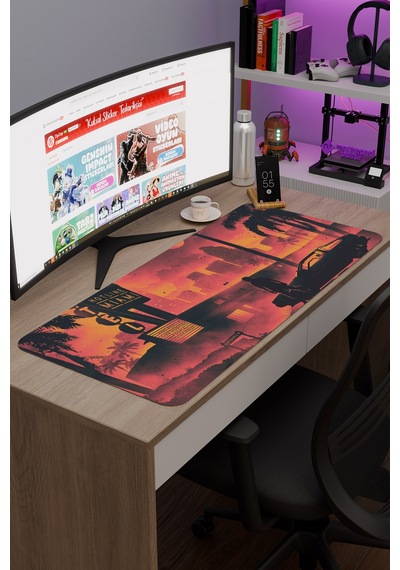 Hotline Miami Kaymaz Dikişli Kauçuk Oyuncu Mousepad V2 - 90x40 Xxl Gaming Mouse Pad Fare Altlığı