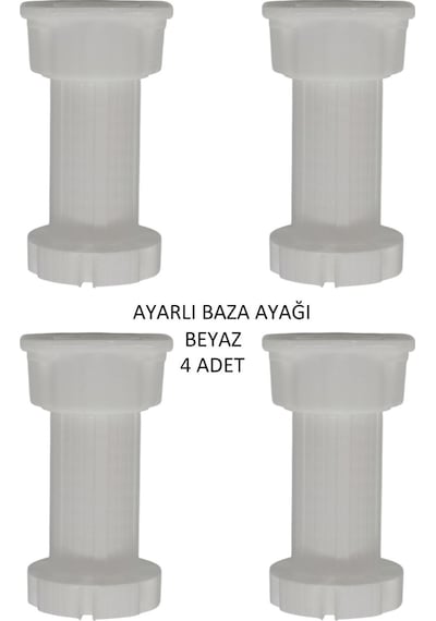 Ayarlanabilir Plastik Baza Ayağı 10-15 Cm, Beyaz, Çok Amaçlı Dolap Ayağı 4 Adet Beyaz