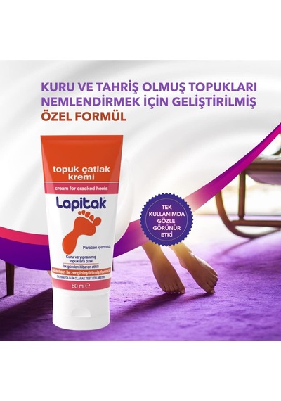 Lapitak Topuk Çatlak Kremi 60ml - Ayak Kremi - Ayak Bakımı - Ayaklardaki Çatlakları Engenlemeye Yardımcı Olur. Ku