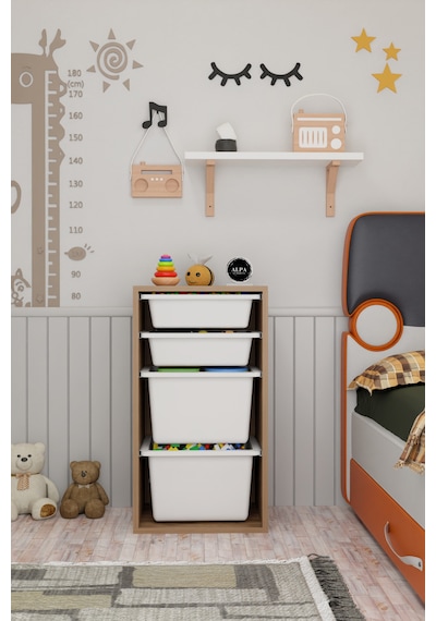 4 Sepetli Oyuncak Dolabı Çok Amaçlı Oyuncak Dolabı Düzenleyici Organizer Atlantik Çam - Beyaz 4 Sepetli Oyuncak Dolabı Çok Amaçlı Oyuncak Dolabı Düzenleyici Organizer Atlantik Çam - Beyaz