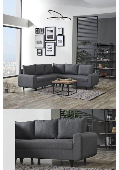Kagu Corner Flavia Plus Köşe Takımı Koyu Gri