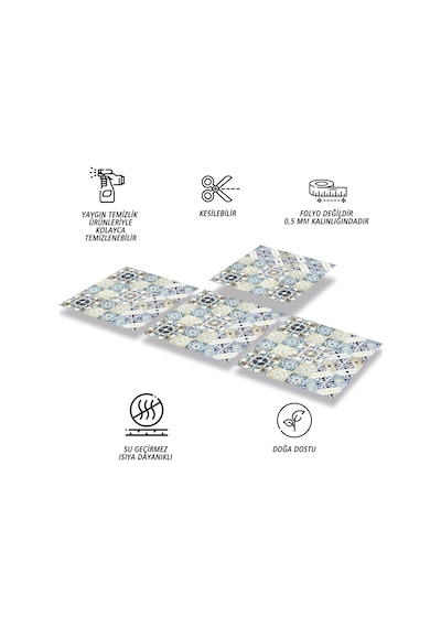 Tink Kendinden Yapışkanlı Renkli Fas4 019 Desenli Pvc Karo 30x30 Cm