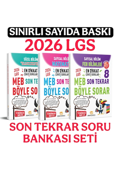 Sinan Kuzucu 2026 Lgs Son Tekrar Sözel Sayısal Bölüm Soru Bankası Seti 3 Kitap