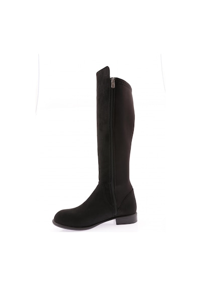 Dgn 501 Kadın Arkası Stretch Yanı Fermuarlı Knee High Flats Çizme 501-1557-R1680 Siyah