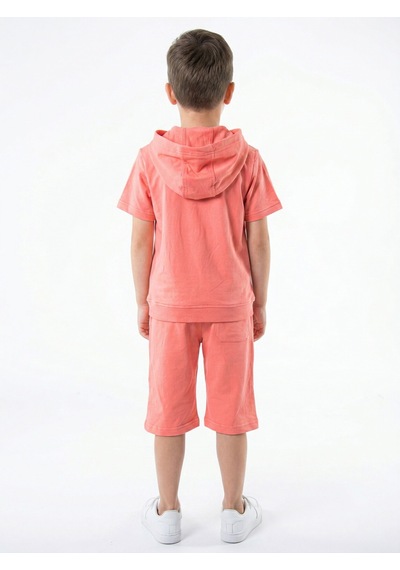 Xo Kids Erkek Çocuk Yazlık 2li Alt Üst Takım Tişort + Şort 8-14 Yaş 4222 Coral