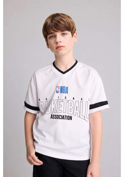 Defacto Nba New Regular Fıt V Yaka Kısa Kollu Tişört Erkek Çocuk H2898a826hswt34 Beyaz-wt34