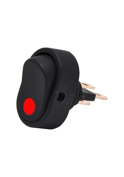 Oval Üniversal Elektrik Anahtarı 1-0 Kırmızı Ledli Rocker 3 Fişli