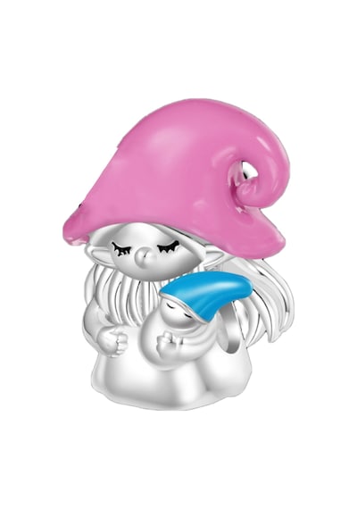 Pembe Şapkalı Anne Ve Oğlu Boncuk Charm Gümüş