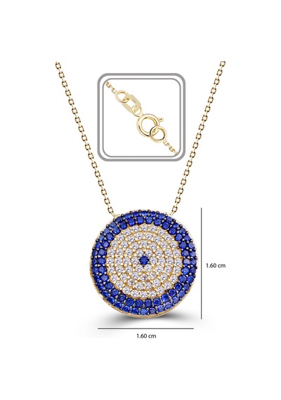 Kuyumcudukkani Yuvarlak Şekilli Pave Mıhlamalı Nazar Kolye-20008-g-m Gold