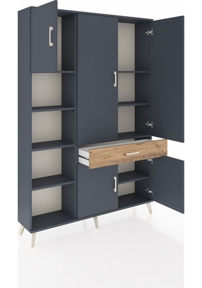 Arges Dolap 8 Raflı Tek Çekmeceli 5 Kapaklı 132x30x195 Antrasit-antrasit/çam Antrasıt/atlas Çam Arges Dolap 8 Raflı Tek Çekmeceli 5 Kapaklı 132x30x195 Antrasit-antrasit/çam Antrasıt/atlas Çam