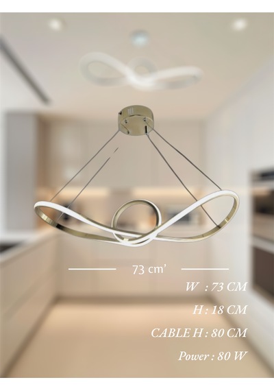 Ey Shop Eskitme Papyon Model 3 Renk Led Kumandalı Avize Eskitme - Gold