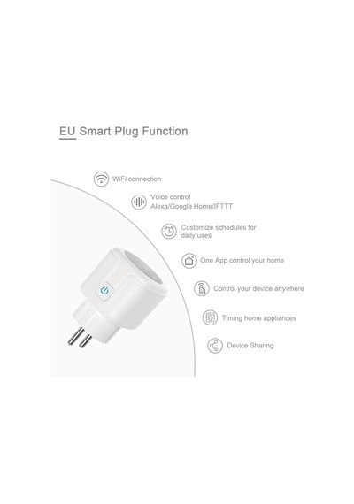Alexa, Google Asistan, Uygulama Ve Ses Kontrolü İle Uyumlu Wifi Akıllı Fiş Çıkışı, Gerekli Hub Yok, Ab 16a 0