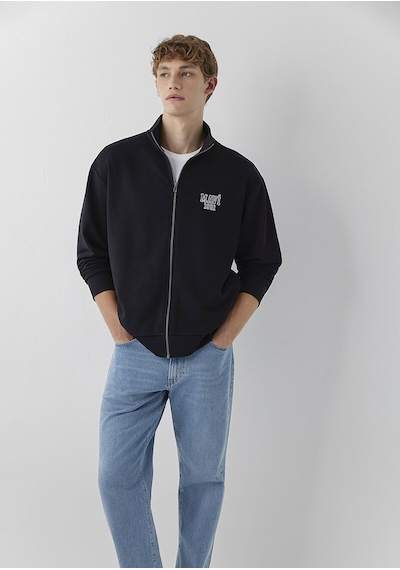 Mavi Logo Full Zıp Sweatshırt Siyah