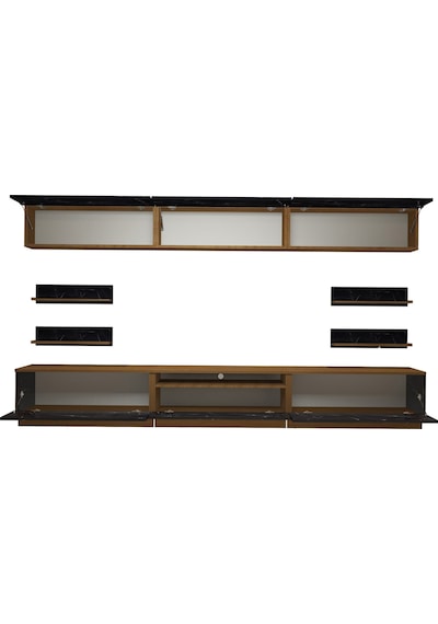 Decoraktiv Trendstyle 8ys Mdf Tv Ünitesi Tv Sehpası Ceviz - Siyah Mermer