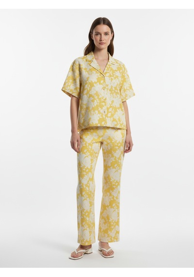 Xint Sarı %100 Keten Oversize Pantolon 201314