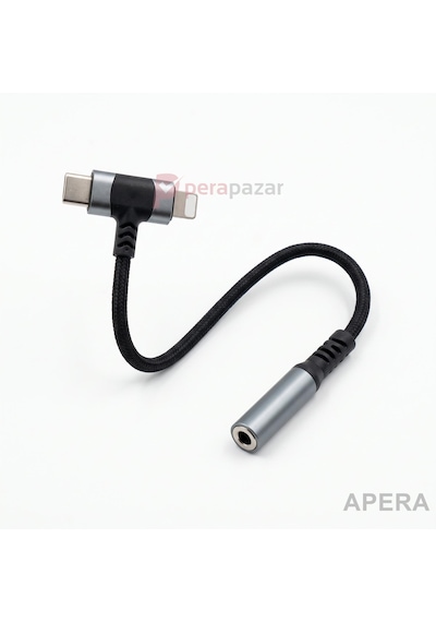 Type-c Ve 8 Pin 3.5mm Aux Kulaklık Dönüştürücü Çift Uçlu Örgülü Ses Adaptörü İos Ve Android Uyumlu Kulaklık Ve Aux Bağlantı Kablosu Cr97