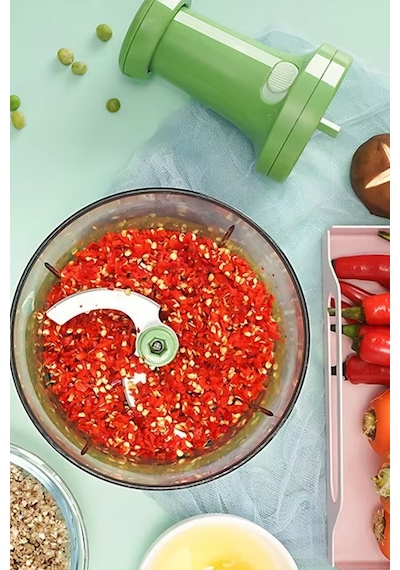 Thentech El İle Basmalı Rondo Taşınabilir Kamp Park Tatillerde Kullanılabilir Pratik El Rondosu El Blender Yeşil
