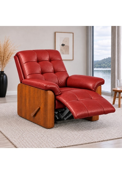 Smarto Relax Ceviz Ahşap Yan Panelli Gerçek Deri Manuel Mekanizmalı Yatar Ayak Uzatmalı Ergonomik Tv Koltuğu Baba Koltuğu Kırmızı Smarto Relax Ceviz Ahşap Yan Panelli Gerçek Deri Manuel Mekanizmalı Yatar Ayak Uzatmalı Ergonomik Tv Koltuğu Baba Koltuğu Kırmızı