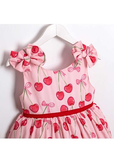 Ministok Shine Cherry Askılı Kız Çocuk Elbise Pembe