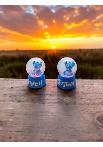 Ayder Online Satış Işıklı mavi renk 2 li Stitch Kar küre4cm-6cm