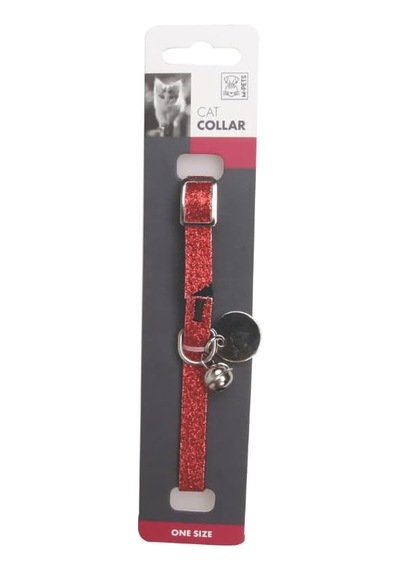 Glıtter Simli Zilli Kedi Boyun Tasması Silver/red