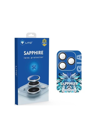 Lito Apple iPhone Uyumlu 16 Pro/16 Pro Max Sapphire Kamera Lens Koruyucu Black Siyah
