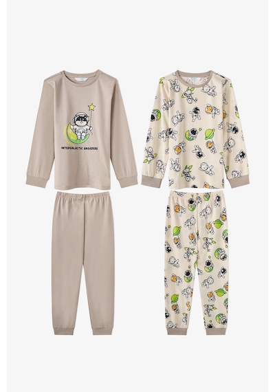 Penti Erkek Çocuk Gri Space Friends Pamuklu Uzun Kollu 2li Pijama Takımı
