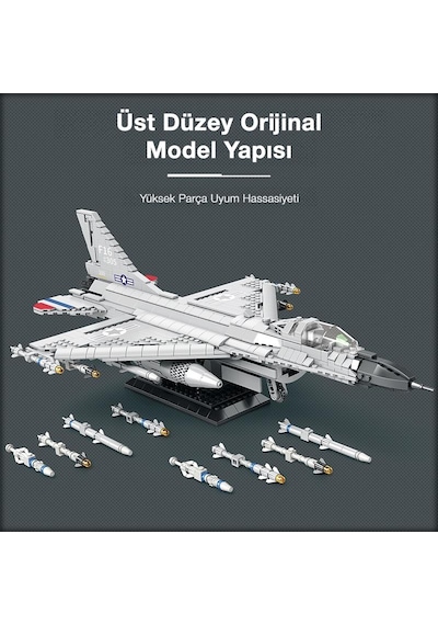 Reobrix 33027 F-16 Jet Uçak Yaratıcı Yapı Blok Seti Building Blocks F-16 Fighting Falcon -1427parça