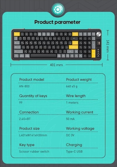 Miaxtreme 99 Tuş Zarif Tasarım Dual Mode Bağlantı Bt+2.4ghz Ayaklı Ses Kontrol Ofis Gaming Klavye